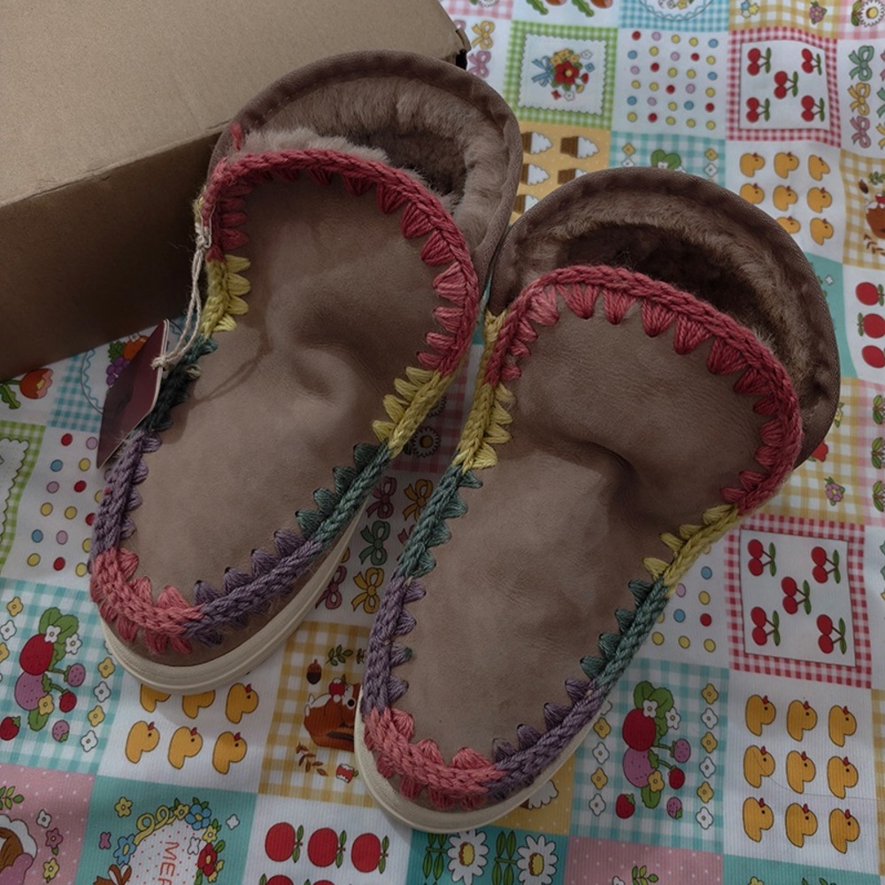 Mou Colorful Woven Fleece-Lined Shoes